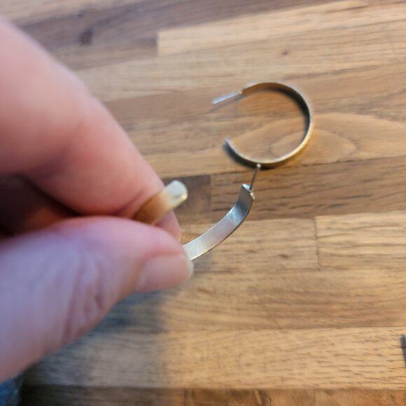 Gold 1" Hoop Earrings with .25" Band Width - Picture 10 of 13